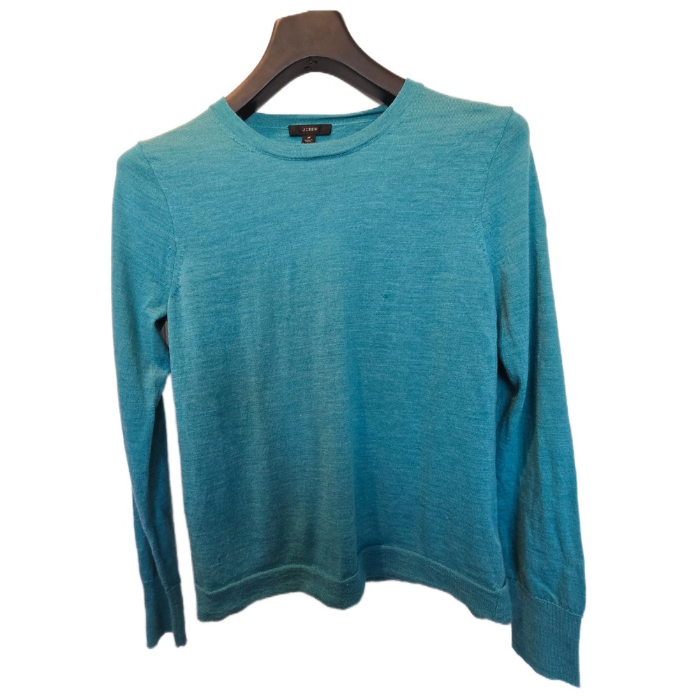 J.Crew Re-Imagined Teal Blue Wool‎ Blend Crewneck Sweater Medium Women